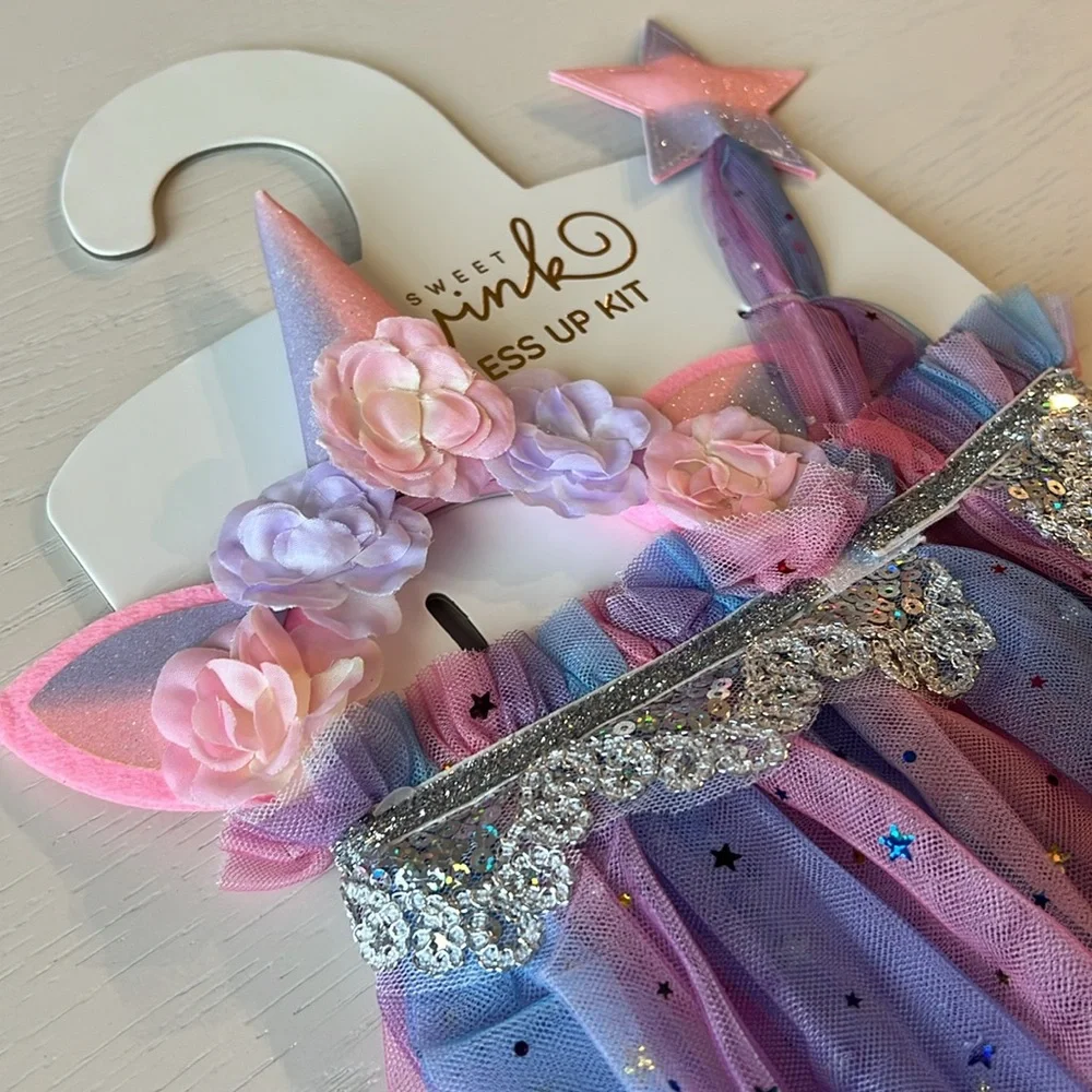 Sweet Wink Girl Dress Up Kit Unicorn Cape Wand Headband Halloween Costume